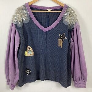 POL The Teigen Thermal Glam Patch Top Size Small